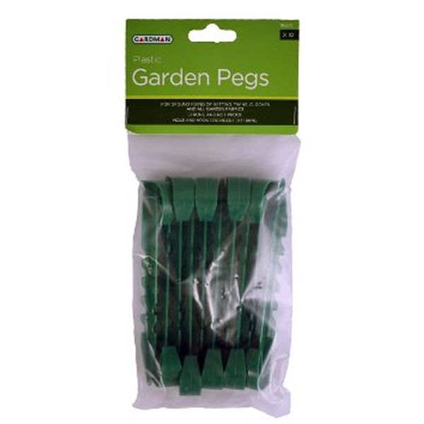 10x Green garden pegs