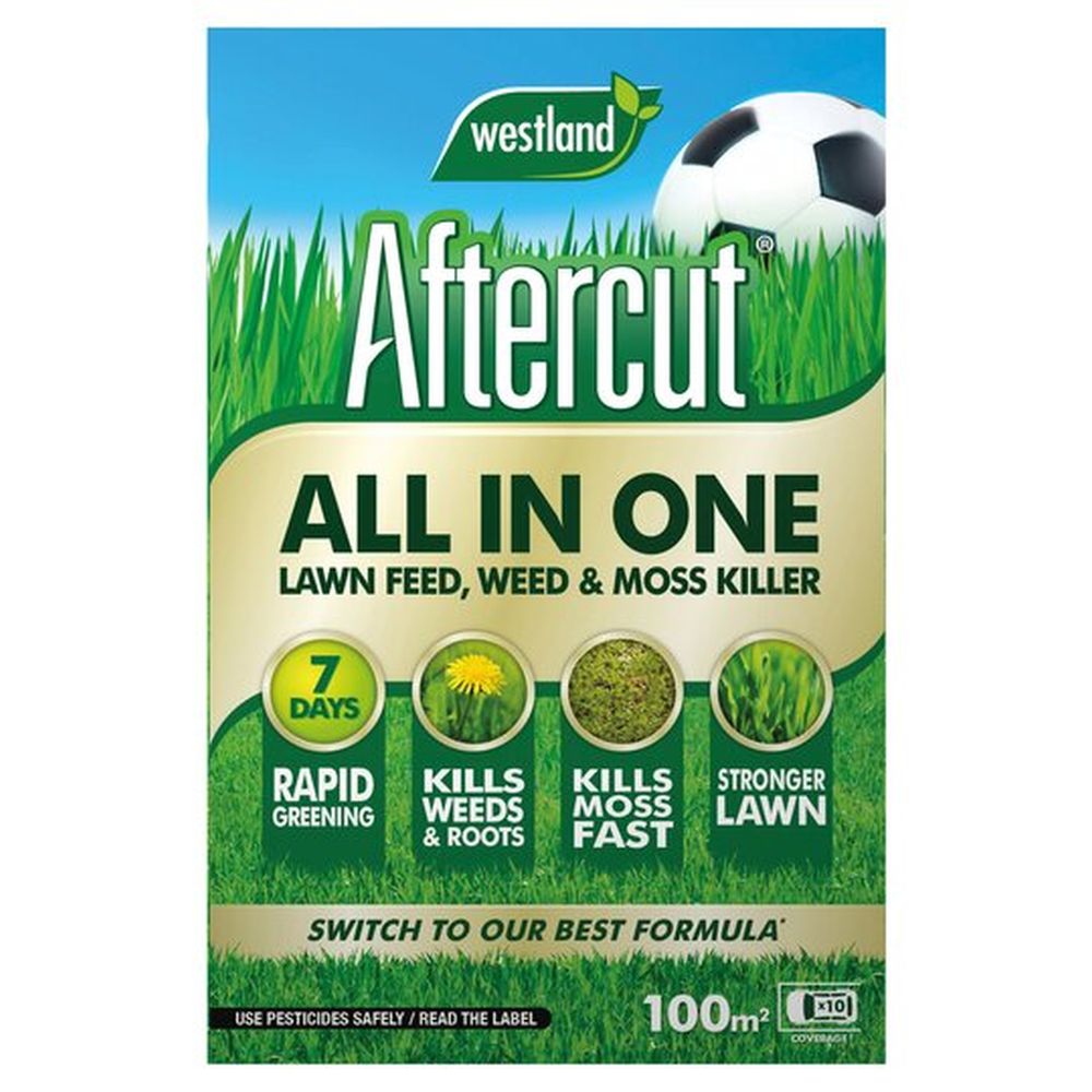 Aftercut All in One Lawn Feed,Weed and Moss Killer 100m2