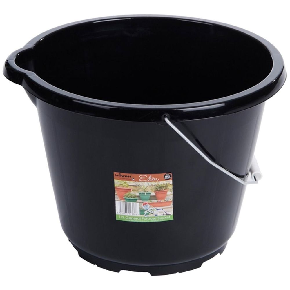 12 litre General Purpose Black Bucket