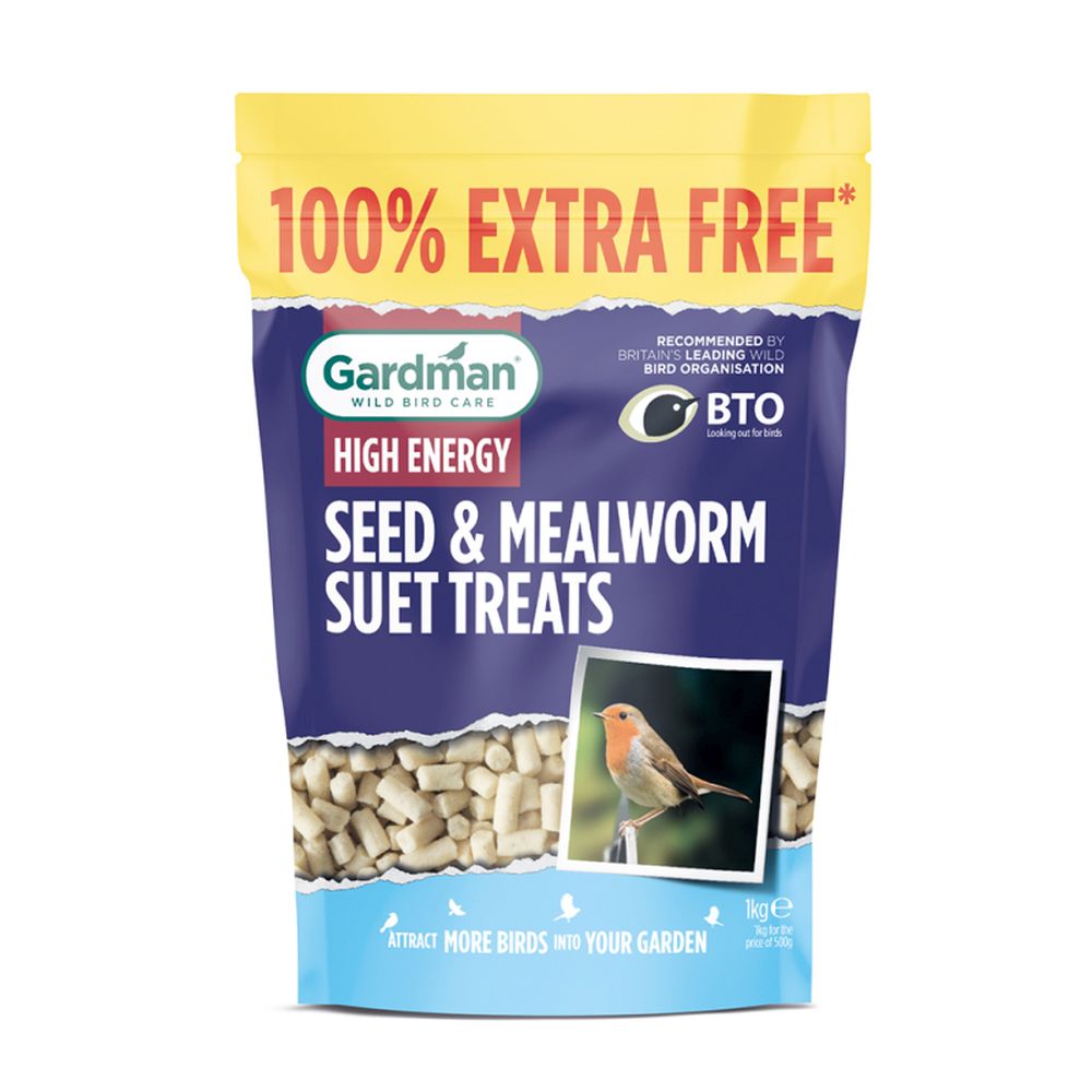 Seed & Mealworm Suet Treats 500g + 100%