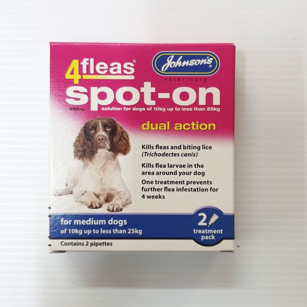 4 Fleas Sopt on Medium Dogs