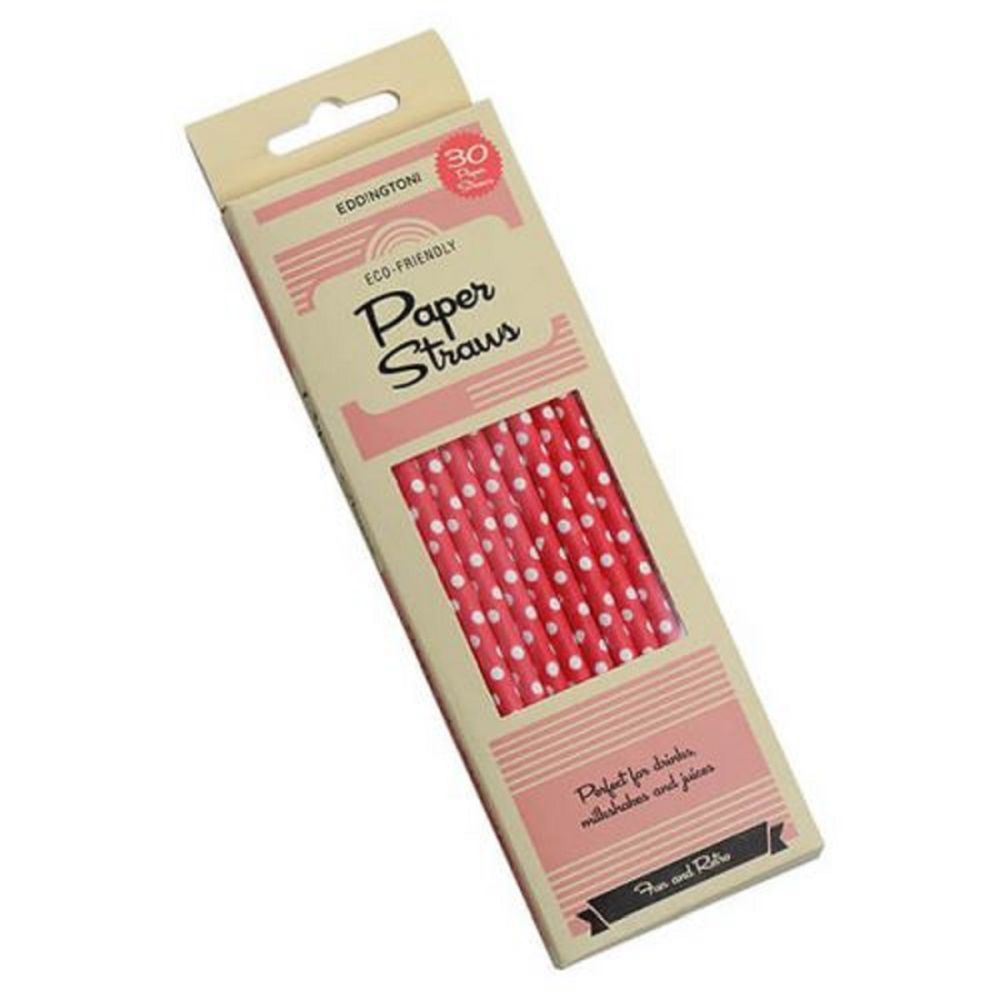 Paper Straws Red & White Polka Dot